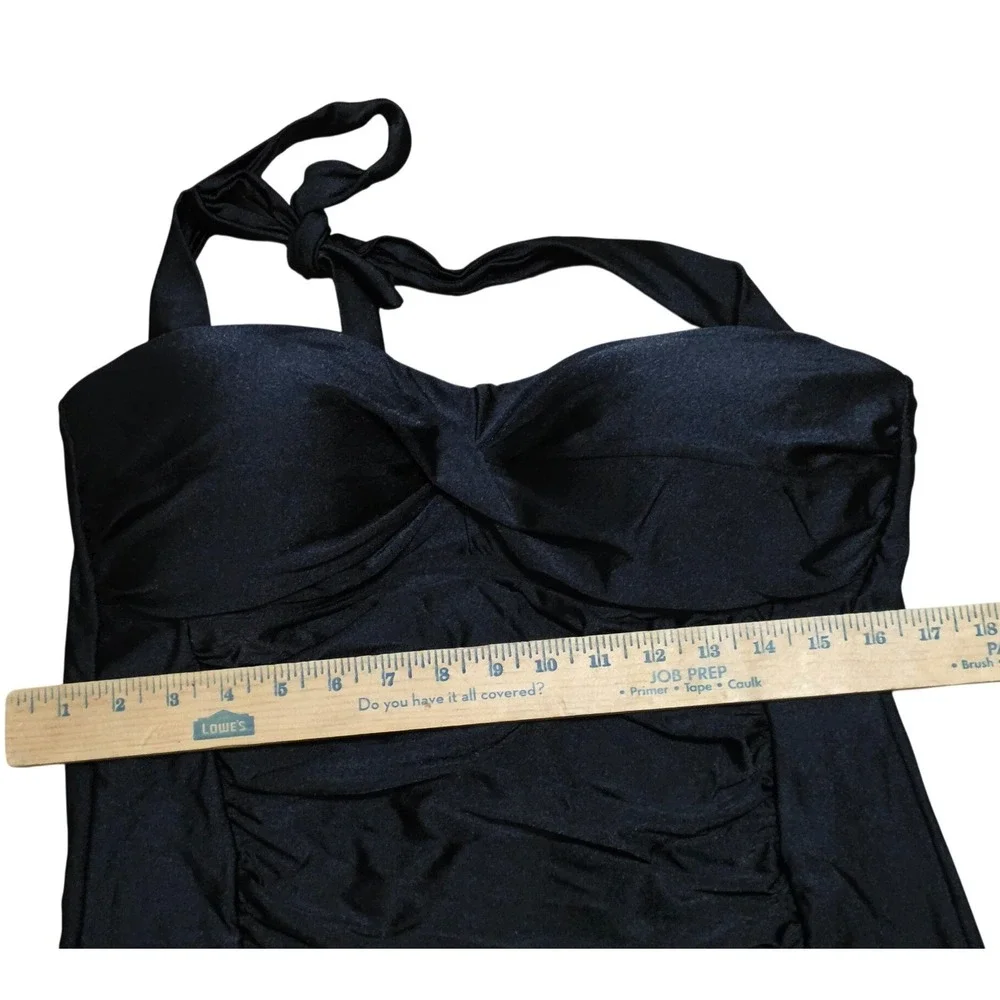 Marilyn Monroe bathing‎ suit black red underline high thigh halter necktie 1X